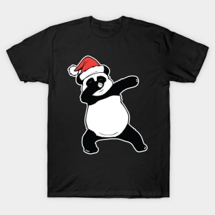 Panda Christmas Santa Hat Dabbing Panda T-Shirt